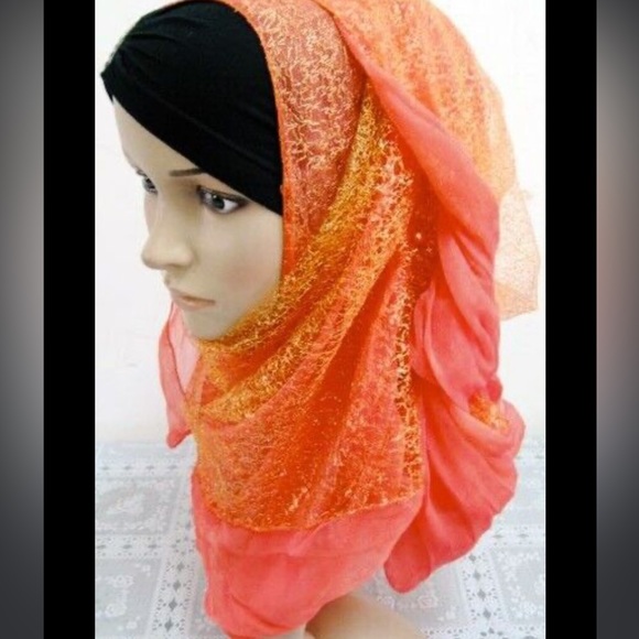 Muslim Islamic Women 2 Layered Mesh Scarf Long HeadWrap Arab Hijab Turban Shawls - Picture 3 of 16